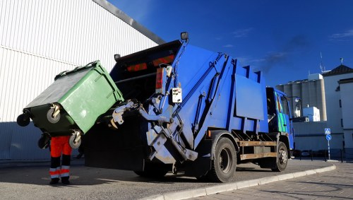 Van outside an office building in Highgate being loaded for recycling